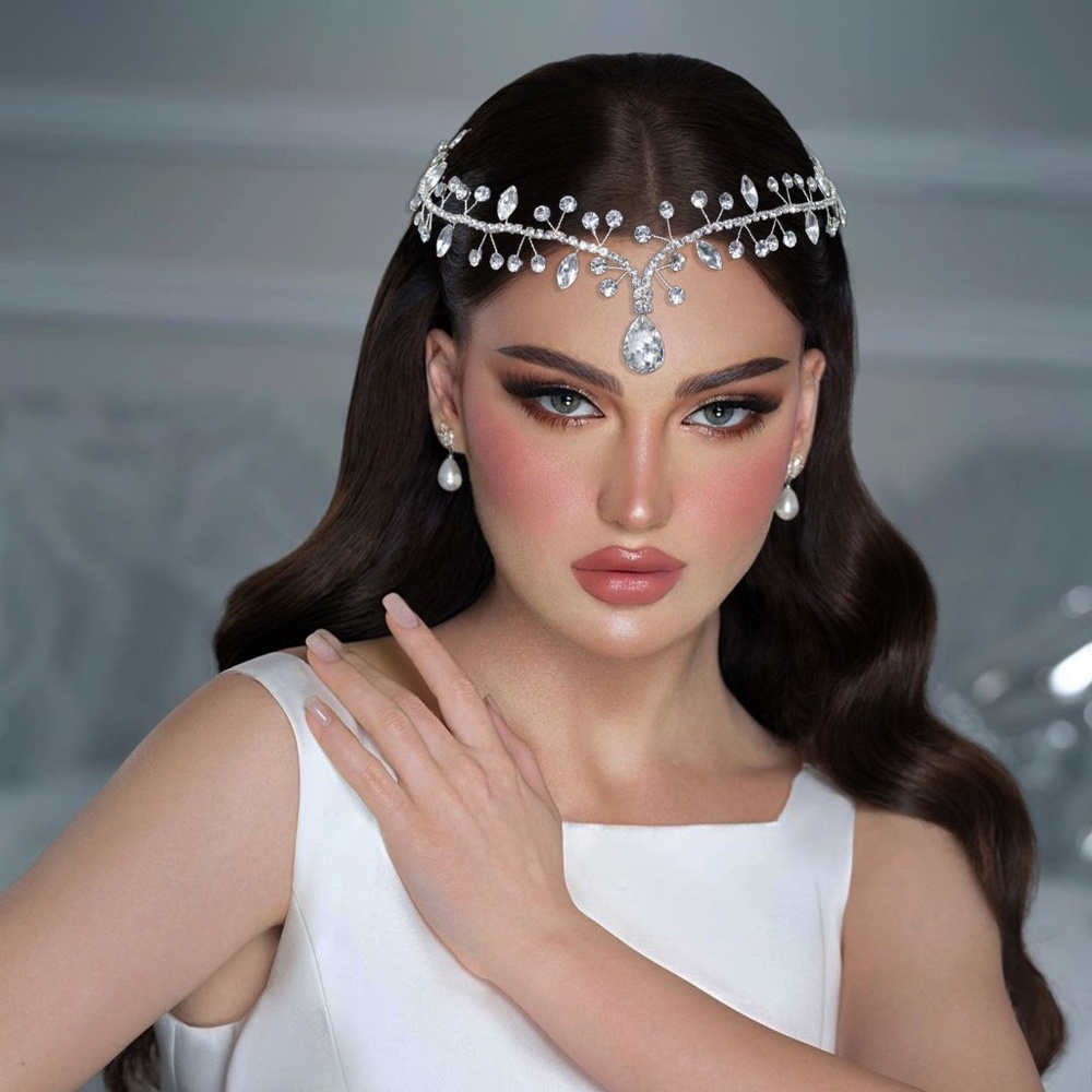 Bridal sparkle tear drop crystal versatile head chain bling bling vine forehead